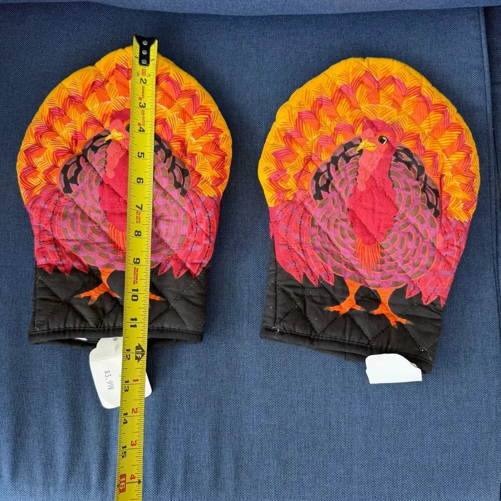 Vintage Turkey Oven Mitt Pair 1993 Boston Warehouse with TAGS Thanksgiving READ